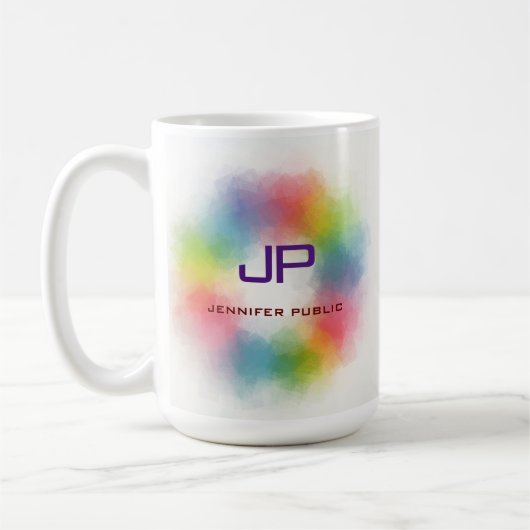 Farbige Abstrakte Vorlage für Monogramme in Regenb Kaffeetasse (Links)