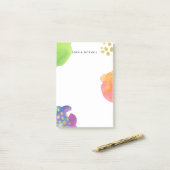 Farbige Abstrakte Wasserfarbe mit Gold Post-it Klebezettel (Auf Schreibtisch)