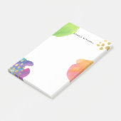 Farbige Abstrakte Wasserfarbe mit Gold Post-it Klebezettel (angewinkelt)