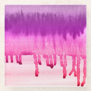 Farbige Abstrakte Wasserfarbe Rosa Magenta Design Glasuntersetzer