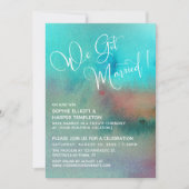 Farbige Abstrakte Wasserfarbe Wir Got Verheiratete Einladung (Vorderseite)
