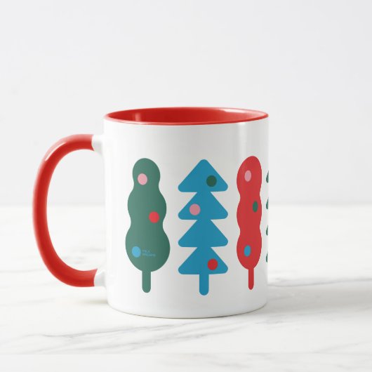 Farbige abstrakte Weihnachtsbäume Tasse (Links)