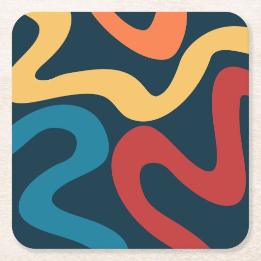 Farbige abstrakte Wellen Rechteckiger Pappuntersetzer (Vorderseite)