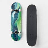 Farbige abstrakte Wellen Skateboard (Vorderseite)
