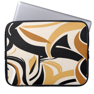 Farbige abstrakte Wellenmuster auf Beige. VINTAG I Laptopschutzhülle