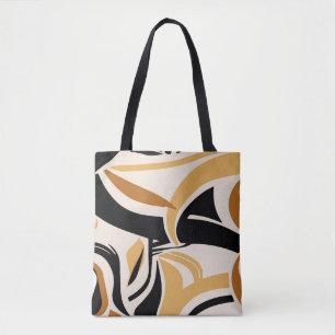 Farbige abstrakte Wellenmuster auf Beige. VINTAG I Tasche