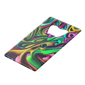 Farbige Abstrakte Wirbel Design Geldbeutel Flaschenöffner (Rückseite Schrägansicht)