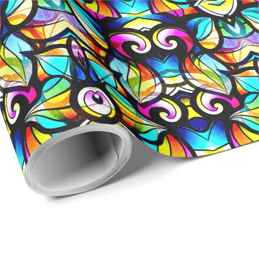 Farbige Abstrakte Wirbel Geschenkpapier (Rolleneckpunkt)