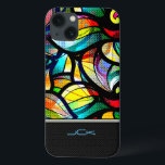 Farbige Abstrakte Wirbel gestanzter Glass-Look Case-Mate iPhone Hülle<br><div class="desc">Farbenfrohe abstrakte Wirbel mit Buntglasaussehen. Maßgeschneidertes und optionales Monogramm mit modernem geometrischem Muster unten.</div>