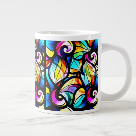 Farbige Abstrakte Wirbel Jumbo-Tasse (Rechts)