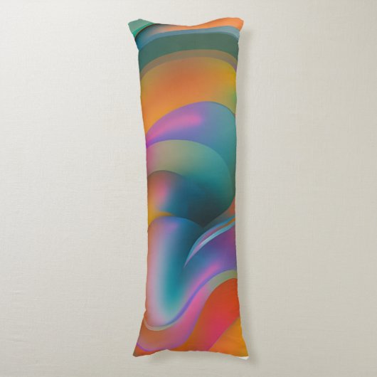 Farbige Abstrakte Wirbel Orange Blue Green Pink Seitenschläferkissen (Vorderseite Vertikal)