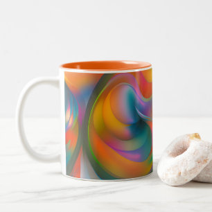 Farbige Abstrakte Wirbel Orange Blue Green Pink Zweifarbige Tasse