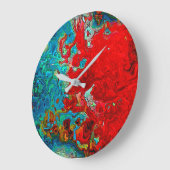 Farbige Abstrakte Wirbel Rot, Blau und Grün Große Wanduhr (Winkel)