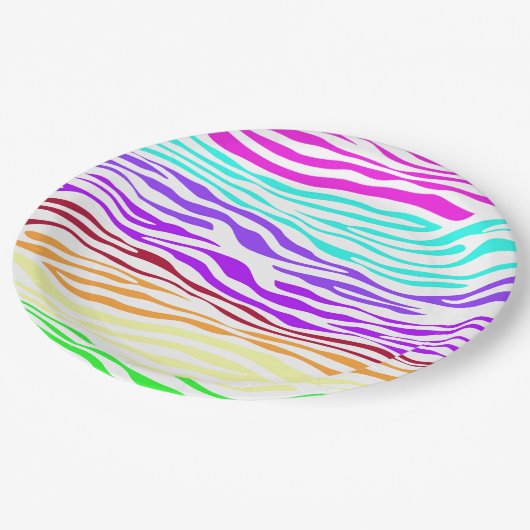 Farbige Abstrakte Zebra Print Pappteller (Schrägansicht)