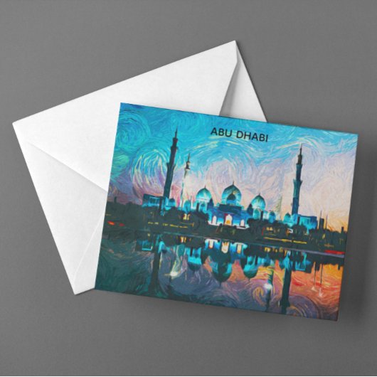Farbige Abu Dhabi UAE Ölgemälde Postkarte