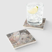 Farbige Acryl-Tiger-Monogramm Steinuntersetzer (Seitenansicht)