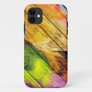 Farbige Acrylmalerei auf Holz #10 iPhone 11 Hülle