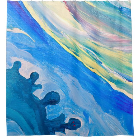 Farbige Acrylmalerei, texturierter Hintergrund. Duschvorhang (Vorderseite)