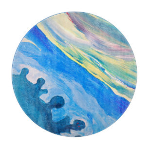 Farbige Acrylmalerei, texturierter Hintergrund. Schneidebrett