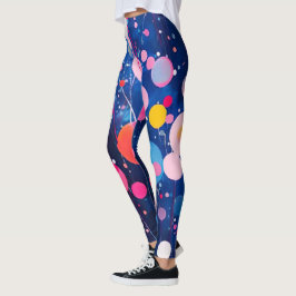farbige Acrylmalerpunkte auf blauem Boden Leggings
