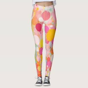 farbige Acrylmalerpunkte auf einem hellen Boden Leggings