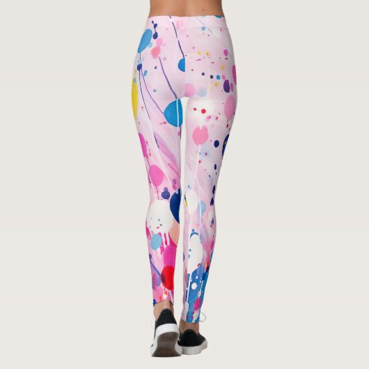 farbige Acrylmalerpunkte auf hellrosa Untergrund Leggings (Rückseite)