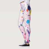farbige Acrylmalerpunkte auf hellrosa Untergrund Leggings (Links)
