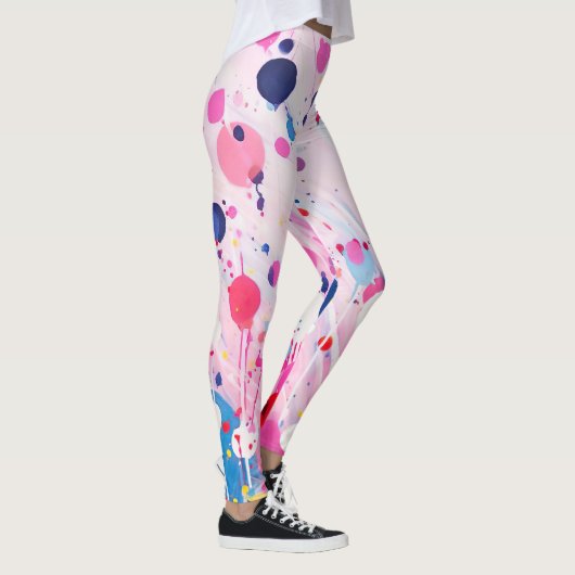 farbige Acrylmalerpunkte auf hellrosa Untergrund Leggings (Rechts)