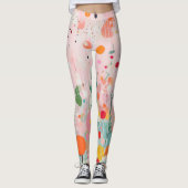 farbige Acrylmalerpunkte auf weichem rosa Untergru Leggings (Vorderseite)