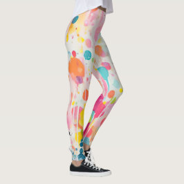 farbige Acrylmalerpunkte auf weißem Boden Leggings