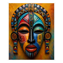 FARBIGE AFRIKANISCH INSPIRIERT MASKENKUNST