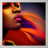 Farbige afrikanische Frauen lila-orangefarbene Fan Poster (Vorne)