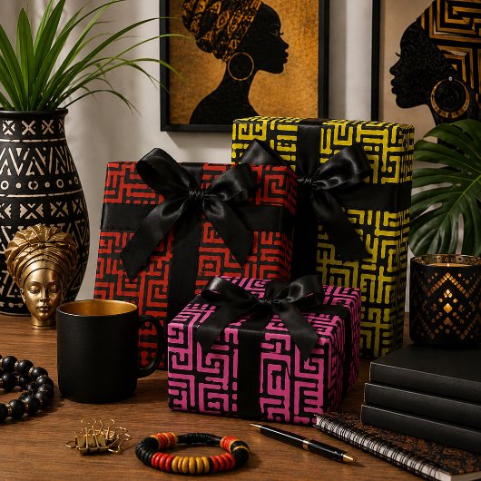 Farbige afrikanische Printwerbung Geschenkpapier Set
