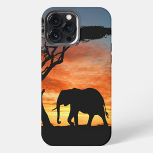 Farbige afrikanische Safari-Sonnenuntergang-Elefan iPhone Hülle