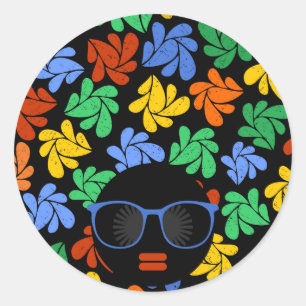 Farbige Afro-Liebe Runder Aufkleber
