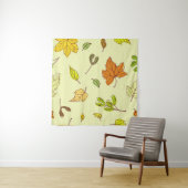 Farbige Ahorn-Blätter der Kontur im gelben Hinterg Wandteppich (Beispiel (Horizontal))