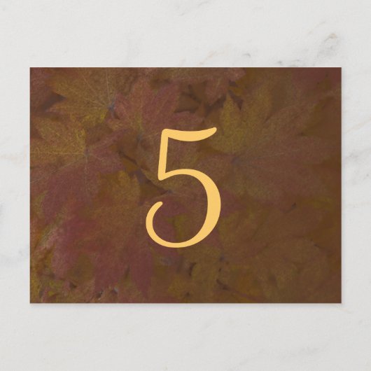 Farbige Ahorn-Blätter Hochzeit Tischnummer (Rückseite)