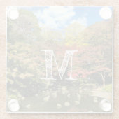 Farbige Ahornbäume nach Teich Glasuntersetzer (Rückseite)