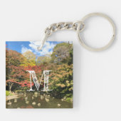 Farbige Ahornbäume nach Teich Schlüsselanhänger (Rückseite)