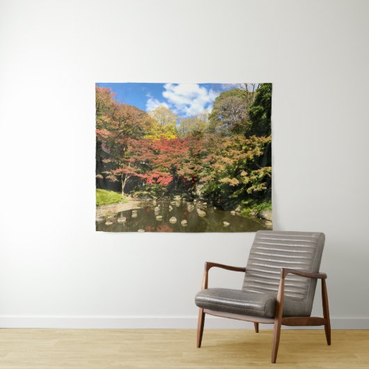 Farbige Ahornbäume nach Teich Wandteppich (Beispiel (Horizontal))