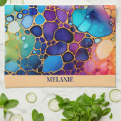 Farbige Alkoholfarbe Aquarellfarben Monogramm Geschirrtuch (Gefaltet)