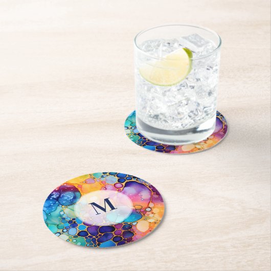 Farbige Alkoholfarbe Moderne Aquarellfarben Runder Pappuntersetzer (Vor Ort)