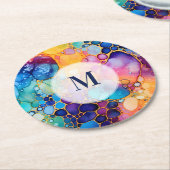 Farbige Alkoholfarbe Moderne Aquarellfarben Runder Pappuntersetzer (Angewinkelt)