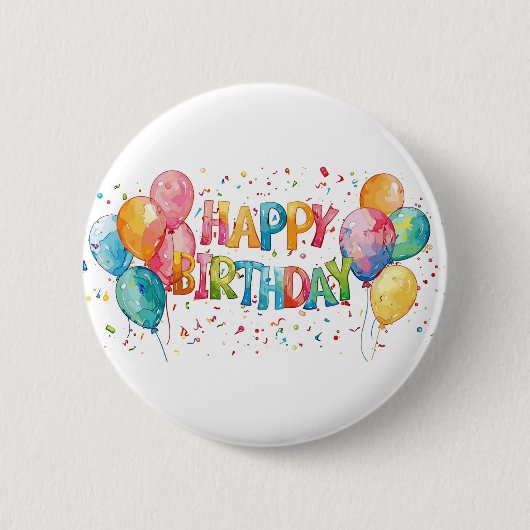 Farbige Alles Gute zum Geburtstag Button (Vorderseite)