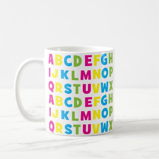 Farbige Alphabet-Briefe Kaffeetasse (Links)