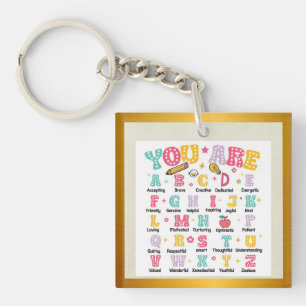 Farbige Alphabet-positive Texte zurück zur Schule Schlüsselanhänger