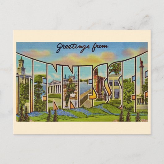 Farbige alte Postkarte aus Tennessee (Vorderseite)