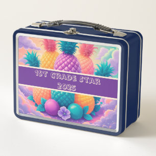 Farbige Ananas 1. Klasse Stern 2025 Metall Brotdose
