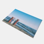 Farbige Ananas am Strand Fußmatte (Schrägansicht)