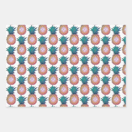 Farbige Ananas Geschenkpapier Set